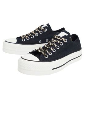 Converse Chuck Taylor Lift All Star Archive with leopard laces in black size 9